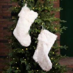 Glitzhome® 21" White Plush Stockings, 2ct. -Michaels X-Mas Decor D479593S 3