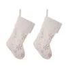 Glitzhome® 21" White Plush Snowflake Stocking, Set Of 2