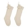 Glitzhome® 24" White Knitted Polyester Christmas Stocking With Pom Pom, 2ct. -Michaels X-Mas Decor D479601S 1