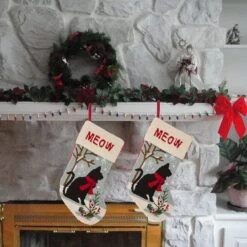 Glitzhome® 20" Cat Hooked Stockings, 2ct. 13 Glitzhome® 20" Cat Hooked Stockings, 2ct. -Michaels X-Mas Decor D479604S 3