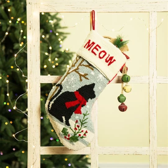Glitzhome® 20" Cat Hooked Stockings, 2ct. 7 Glitzhome® 20" Cat Hooked Stockings, 2ct. - Image 5