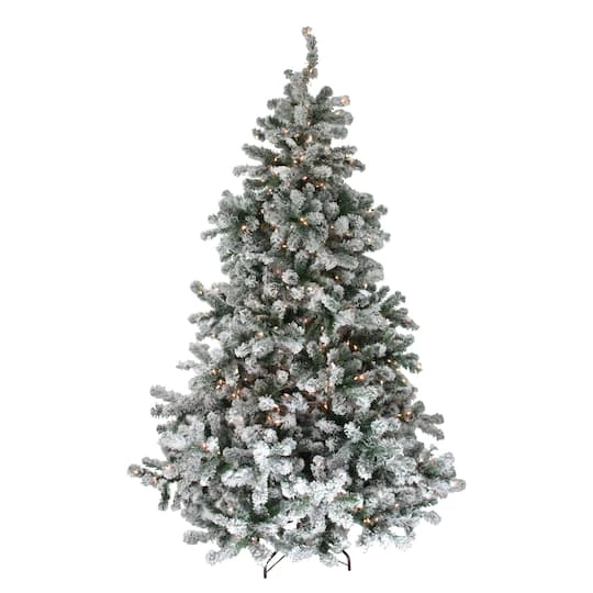 Northlight 7.5ft. Pre-Lit Full Flocked Natural Emerald Artificial Christmas Tree, Clear Lights 3 Northlight 7.5ft. Pre-Lit Full Flocked Natural Emerald Artificial Christmas Tree, Clear Lights