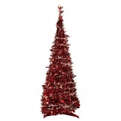 Northlight 6ft. Pre-Lit Red Tinsel Artificial Pop-Up Christmas Tree, Clear Lights 18 Northlight 6ft. Pre-Lit Red Tinsel Artificial Pop-Up Christmas Tree, Clear Lights -Michaels X-Mas Decor D489968S 11