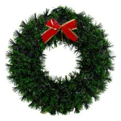 Northlight 17" Pre-Lit LED Green Tinsel Artificial Wreath With Bow