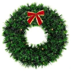 Northlight 17" Pre-Lit LED Green Tinsel Artificial Wreath With Bow -Michaels X-Mas Decor D491024S 11