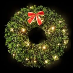Northlight 17" Pre-Lit LED Green Tinsel Artificial Wreath With Bow -Michaels X-Mas Decor D491024S 13