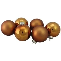 Northlight 6ct. Bronze & Amber 2-Finish Glass Ball Ornaments