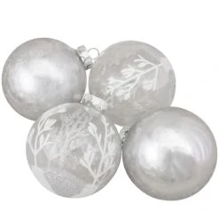 Northlight 4ct. Silver & Clear 2-Finish Glass Ball Ornaments -Michaels X-Mas Decor D491056S 11