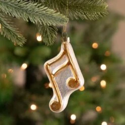 Northlight Gold & White Eighth Note Music Symbol Glass Ornament -Michaels X-Mas Decor D491061S 12