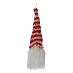 Northlight 8" Red & White Knit Gnome Head LED Ornament -Michaels X-Mas Decor D491068S 1 1
