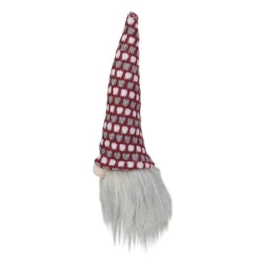 Northlight 8" Red, White & Gray Knit Gnome Head LED Ornament 5 Northlight 8" Red, White & Gray Knit Gnome Head LED Ornament - Image 3