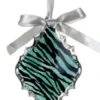 Teal Green & Black Glitter Zebra Print Teardrop Prism Ornament 1 Teal Green & Black Glitter Zebra Print Teardrop Prism Ornament -Michaels X-Mas Decor D491073S 1