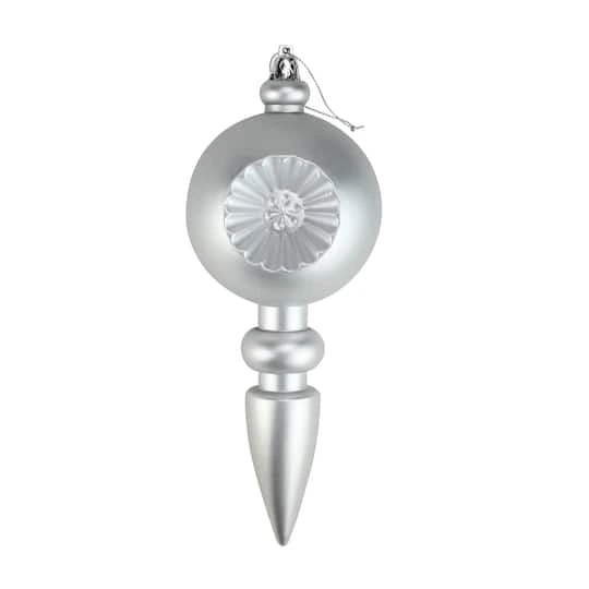 4ct. 7.5" Matte Silver Retro Reflector Shatterproof Christmas Finial Ornaments 4 4ct. 7.5" Matte Silver Retro Reflector Shatterproof Christmas Finial Ornaments - Image 2