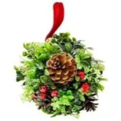 Northlight 7" Green & Red Glitter Berry Pine Cone Topiary Ball Ornament -Michaels X-Mas Decor D491089S 3