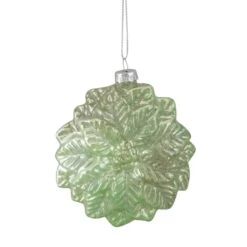 Northlight 4" Glittered Green Poinsettia Flower Glass Christmas Ornament -Michaels X-Mas Decor D491091S 1 1