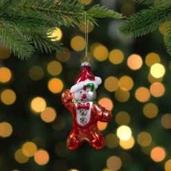 Northlight 5" Gingerbread Man With Santa Hat Hanging Glass Christmas Ornament 10 Northlight 5" Gingerbread Man With Santa Hat Hanging Glass Christmas Ornament -Michaels X-Mas Decor D491096S 2