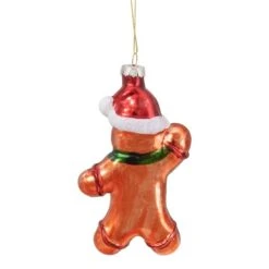 Northlight 5" Gingerbread Man With Santa Hat Hanging Glass Christmas Ornament 13 Northlight 5" Gingerbread Man With Santa Hat Hanging Glass Christmas Ornament -Michaels X-Mas Decor D491096S 5