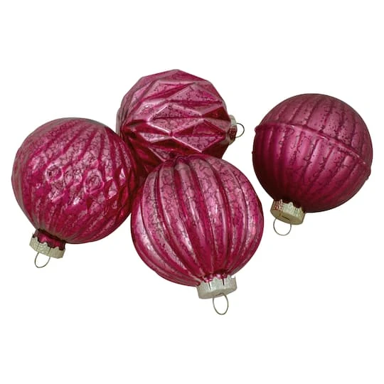 Northlight 12ct. 3" Glitter & Matte Magenta Pink Finial & Glass Ball Christmas Ornaments 7 Northlight 12ct. 3" Glitter & Matte Magenta Pink Finial & Glass Ball Christmas Ornaments - Image 5