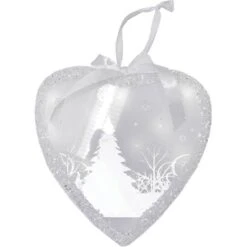 Northlight 8" Glitter Silver & White Pre-Lit LED Wintery Woods Scene Christmas Heart Ornament 5 Northlight 8" Glitter Silver & White Pre-Lit LED Wintery Woods Scene Christmas Heart Ornament -Michaels X-Mas Decor D491103S 1 1