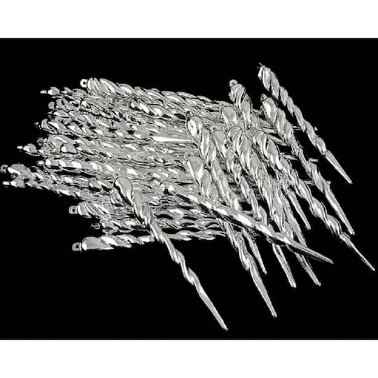 Northlight 36ct. 5" Shiny Silver Splendor Shatterproof Icicle Christmas Ornaments 3 Northlight 36ct. 5" Shiny Silver Splendor Shatterproof Icicle Christmas Ornaments