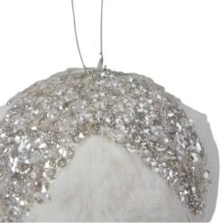 Northlight 4.25" White And Silver Faux Fur Ball Ornament -Michaels X-Mas Decor D491130S 3