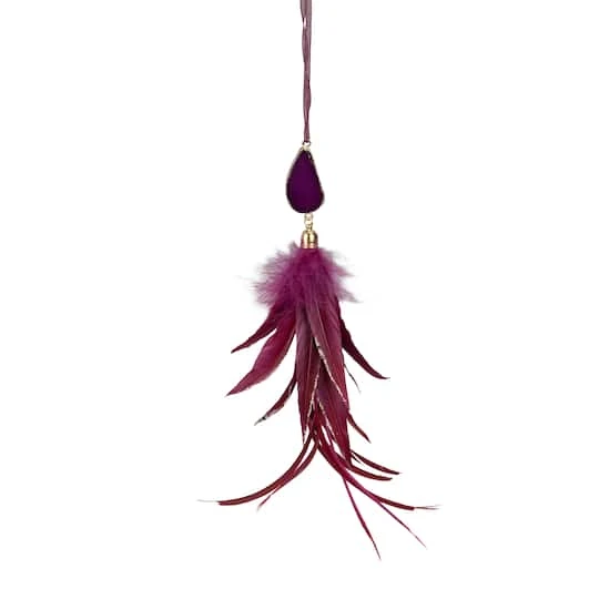Northlight Red Feather And Gemstone Pendant Ornament 5 Northlight Red Feather And Gemstone Pendant Ornament - Image 3