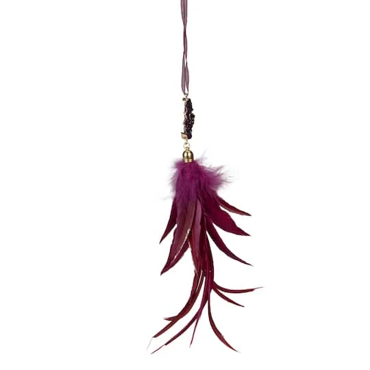 Northlight Red Feather And Gemstone Pendant Ornament 6 Northlight Red Feather And Gemstone Pendant Ornament - Image 4
