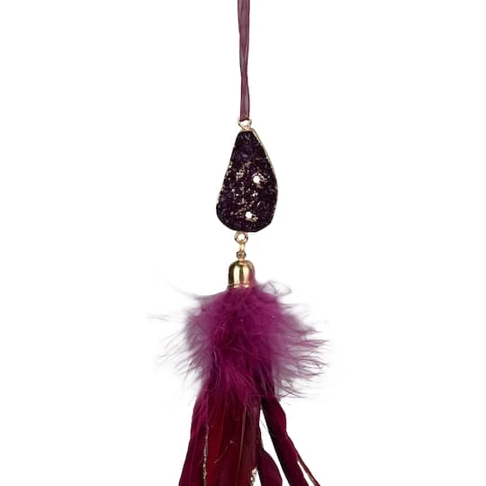 Northlight Red Feather And Gemstone Pendant Ornament 7 Northlight Red Feather And Gemstone Pendant Ornament - Image 5