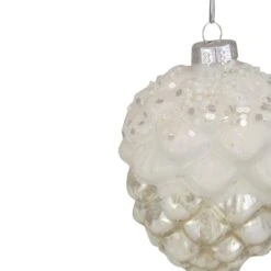 Northlight 3.5" Silver Frosted Pine Cone Glass Christmas Ornament -Michaels X-Mas Decor D491145S 2