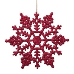 Northlight 24ct. 4" Berry Red Glitter Snowflake Christmas Ornaments -Michaels X-Mas Decor D491159S 3