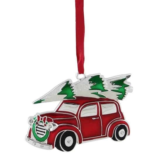 Northlight 3" Red & White Car With Tree Christmas Ornament 3 Northlight 3" Red & White Car With Tree Christmas Ornament