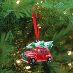Northlight 3" Red & White Car With Tree Christmas Ornament 9 Northlight 3" Red & White Car With Tree Christmas Ornament -Michaels X-Mas Decor D491168S 3