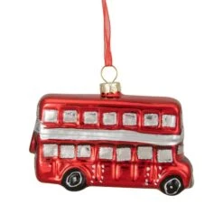 Northlight 4" Shiny Metallic Red & Silver Glass Double Decker Bus Christmas Ornament -Michaels X-Mas Decor D491173S 11