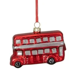 Northlight 4" Shiny Metallic Red & Silver Glass Double Decker Bus Christmas Ornament -Michaels X-Mas Decor D491173S 2