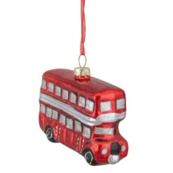 Northlight 4" Shiny Metallic Red & Silver Glass Double Decker Bus Christmas Ornament -Michaels X-Mas Decor D491173S 3