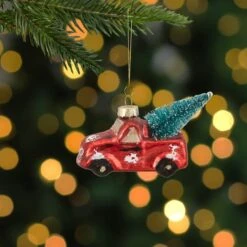 Northlight 4" Red Metallic Truck With A Sisal Tree Glass Christmas Ornament 18 Northlight 4" Red Metallic Truck With A Sisal Tree Glass Christmas Ornament -Michaels X-Mas Decor D491175S 12