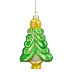 Northlight 5" Pearl & Glitter Green & Gold Glass Christmas Tree Hanging Ornament -Michaels X-Mas Decor D491177S 11