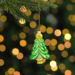 Northlight 5" Pearl & Glitter Green & Gold Glass Christmas Tree Hanging Ornament -Michaels X-Mas Decor D491177S 12