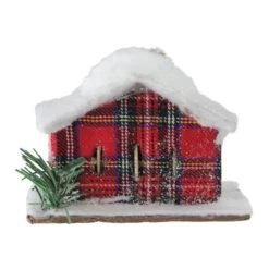 Northlight 4.5" Frosted & Glittered Red & White Plaid Snow Covered Cabin Christmas Ornament -Michaels X-Mas Decor D491183S 2