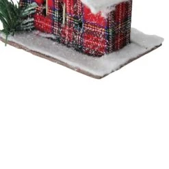 Northlight 4.5" Frosted & Glittered Red & White Plaid Snow Covered Cabin Christmas Ornament -Michaels X-Mas Decor D491183S 3
