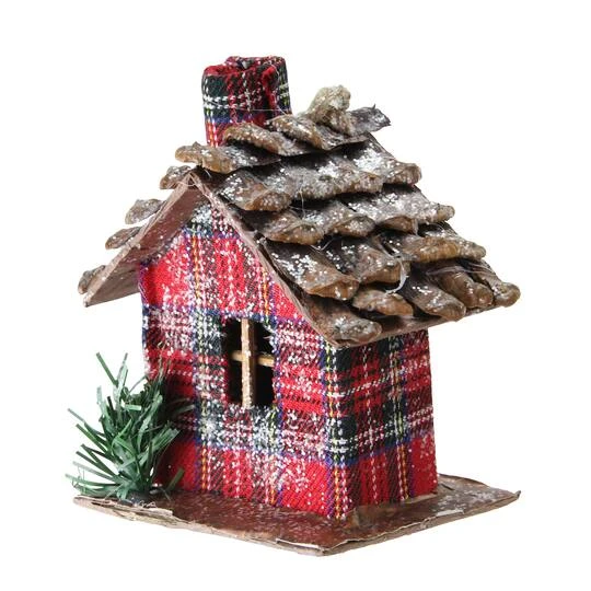 Northlight 4" Frosted & Glittered Red & Brown Plaid Country Cabin Christmas Ornament 5 Northlight 4" Frosted & Glittered Red & Brown Plaid Country Cabin Christmas Ornament - Image 3