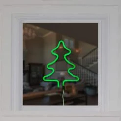 Northlight 9.5" Green Neon LED Christmas Tree Window Silhouette -Michaels X-Mas Decor D491424S 2