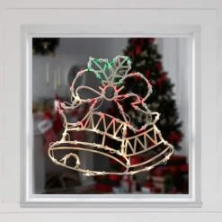 Northlight 15" Lighted Bells With Bow Christmas Window Silhouette Decoration 16 Northlight 15" Lighted Bells With Bow Christmas Window Silhouette Decoration -Michaels X-Mas Decor D491430S 3