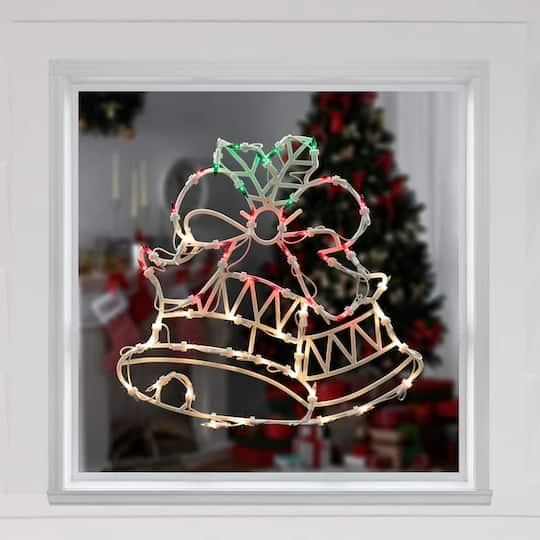Northlight 15" Lighted Bells With Bow Christmas Window Silhouette Decoration 6 Northlight 15" Lighted Bells With Bow Christmas Window Silhouette Decoration - Image 4