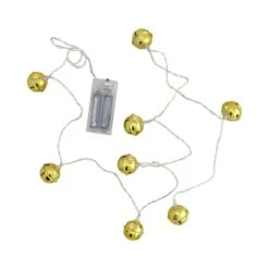 Northlight 8ct. Gold LED Jingle Bell Christmas Lights -Michaels X-Mas Decor D491475S 3