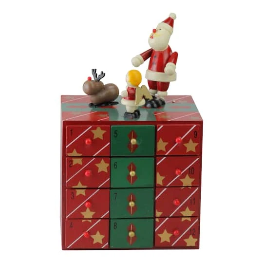 Northlight 10.5" Red & Green Elegant Advent Storage Calendar Box 4 Northlight 10.5" Red & Green Elegant Advent Storage Calendar Box - Image 2