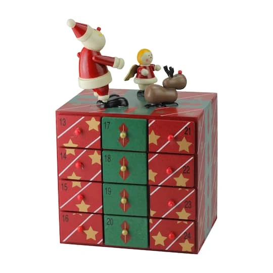 Northlight 10.5" Red & Green Elegant Advent Storage Calendar Box 5 Northlight 10.5" Red & Green Elegant Advent Storage Calendar Box - Image 3