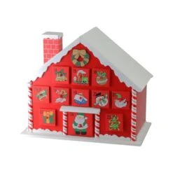 Northlight 10.25" Red & White Advent House With Chimney Storage Box 9 Northlight 10.25" Red & White Advent House With Chimney Storage Box -Michaels X-Mas Decor D491523S 2