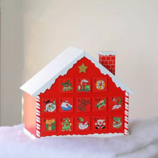 Northlight 10.25" Red & White Advent House With Chimney Storage Box 7 Northlight 10.25" Red & White Advent House With Chimney Storage Box - Image 5