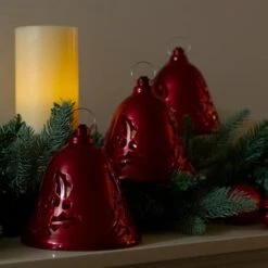 Northlight 6.5" Musical Lighted Red Bells Christmas Décor Set 10 Northlight 6.5" Musical Lighted Red Bells Christmas Décor Set -Michaels X-Mas Decor D491527S 2
